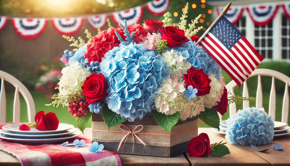 Beautiful Hydrangea Floral Display for 4th of July Celebrations