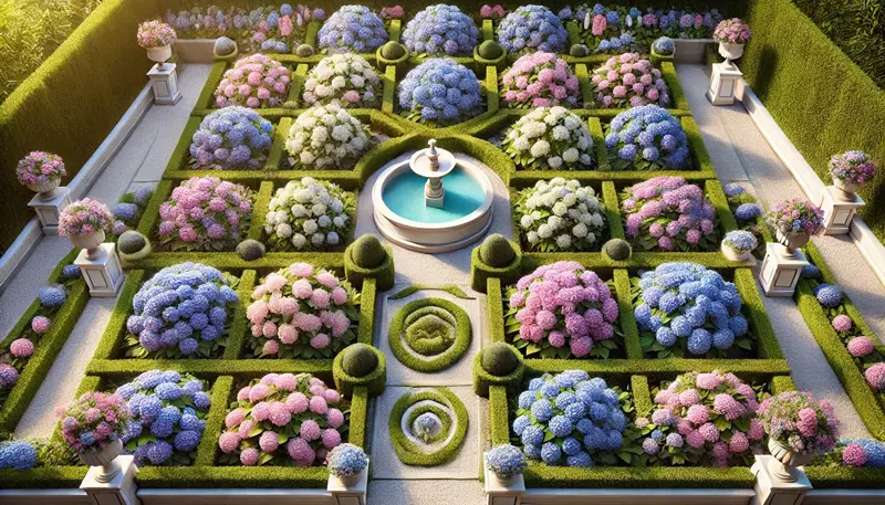 Hydrangea-Centric Formal Garden